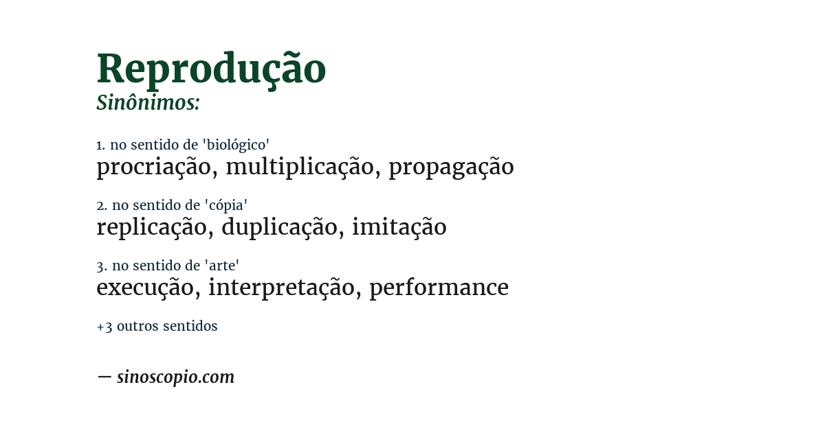 Sinônimo de reprodução