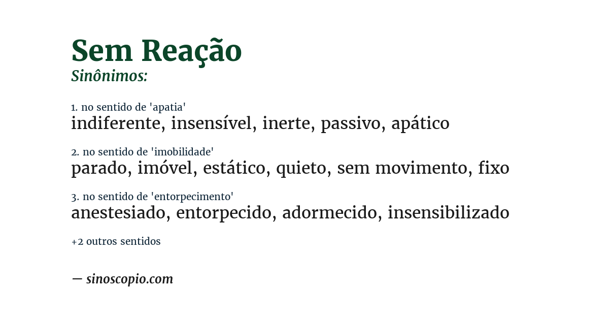 Sinônimo de sem reação
