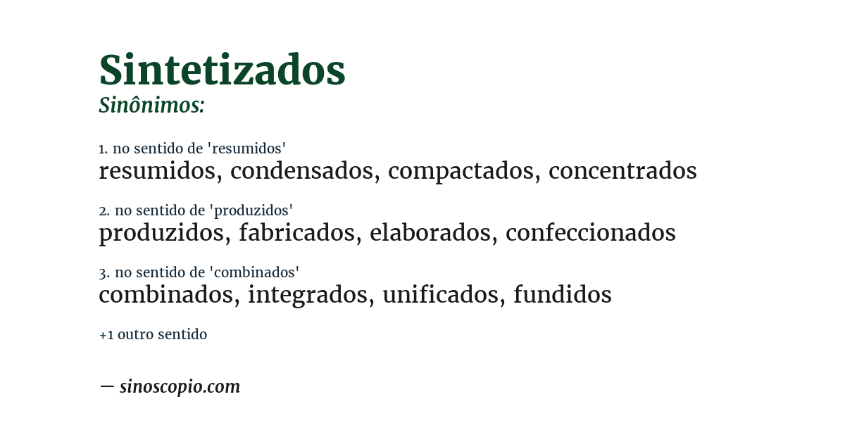 Sinônimo de sintetizados