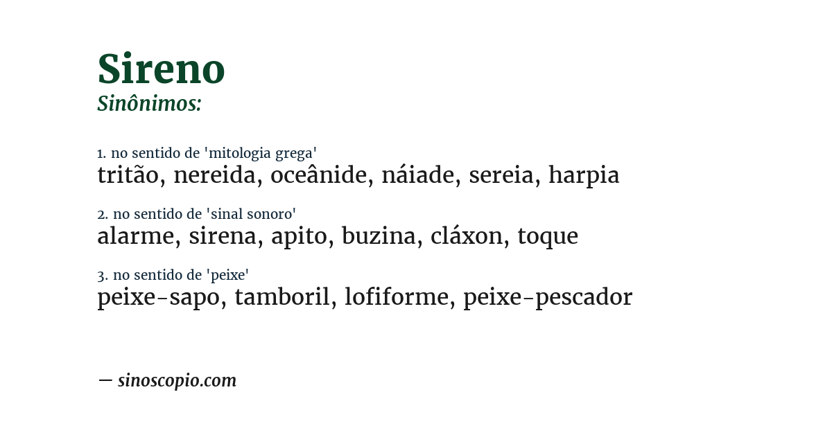 Sinônimo de sireno