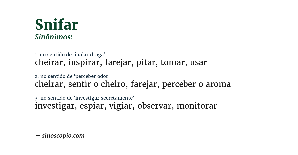Sinônimo de snifar