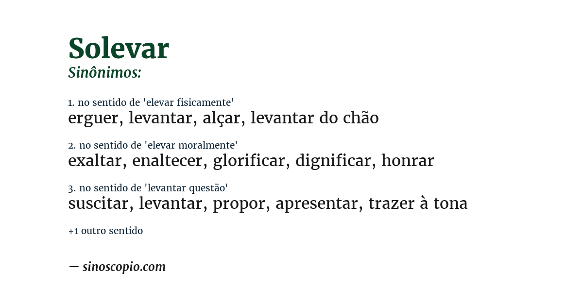 Sinônimo de solevar