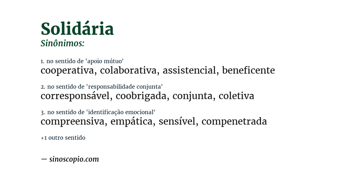 Sinônimo de solidária