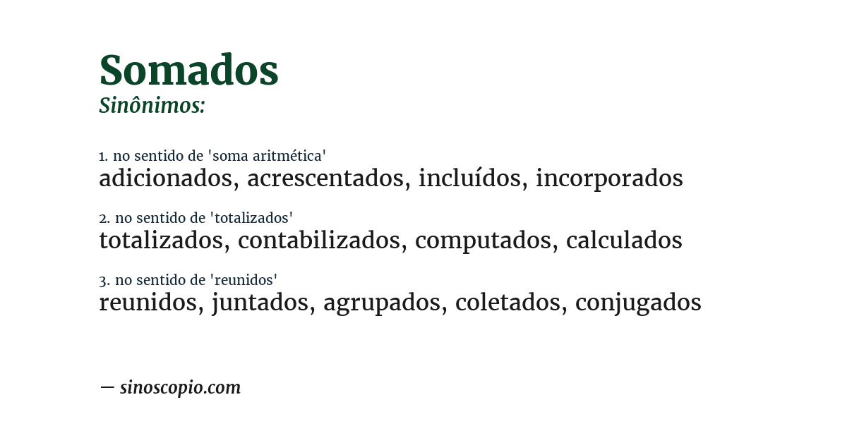 Sinônimo de somados