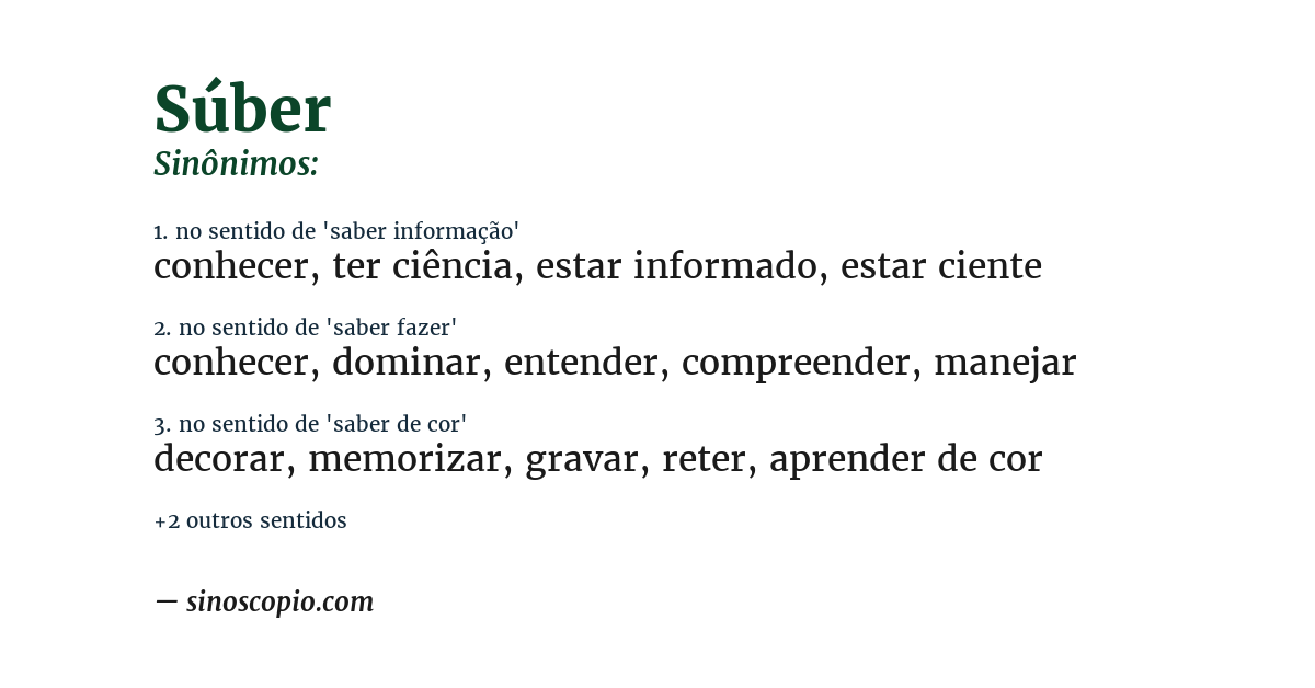 Sinônimo de súber