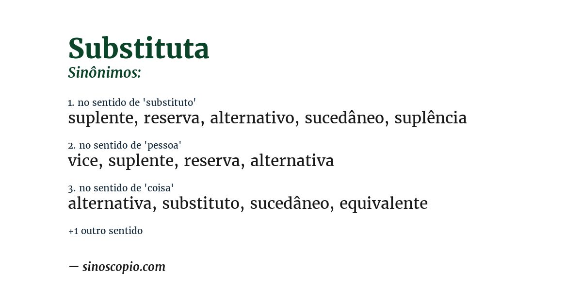 Sinônimo de substituta