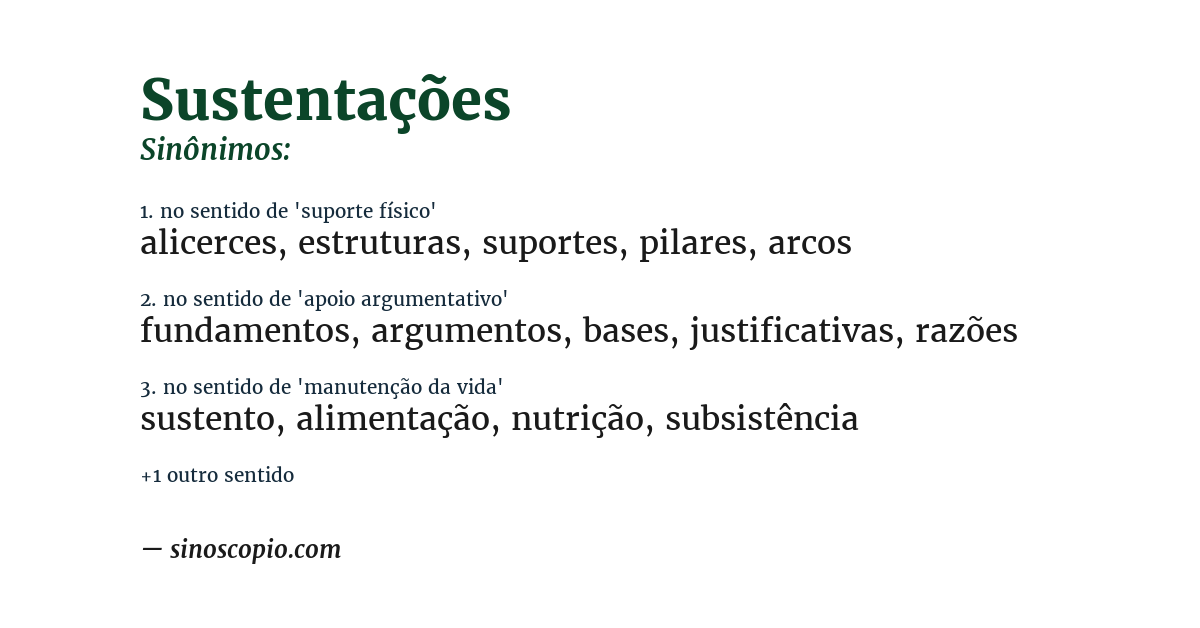 Sinônimo de sustentações