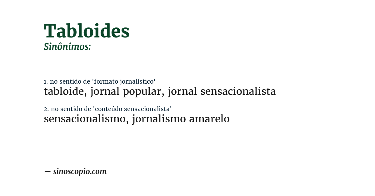 Sinônimo de tabloides