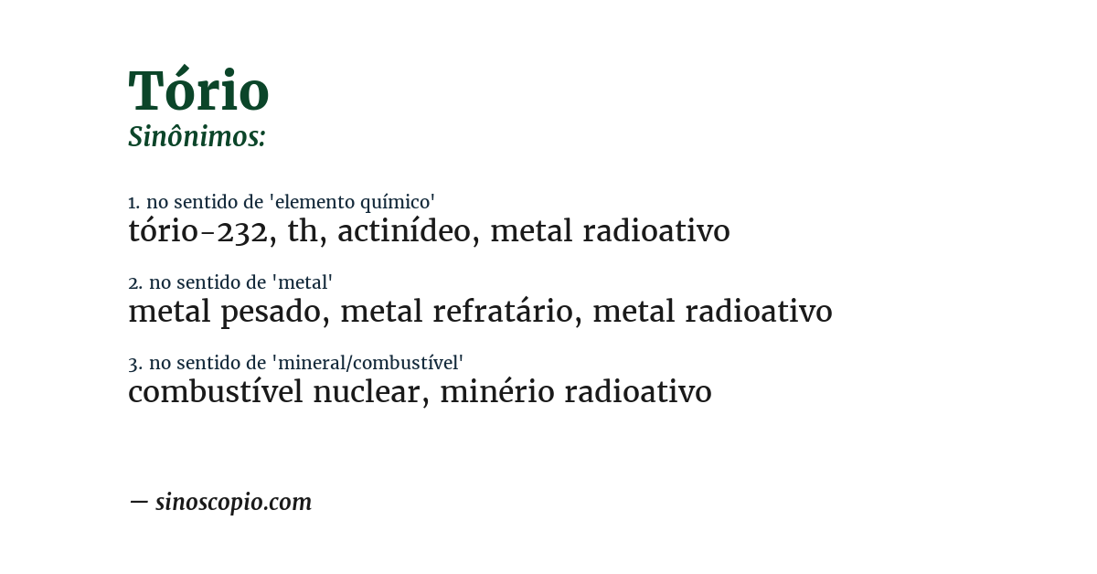 Sinônimo de tório