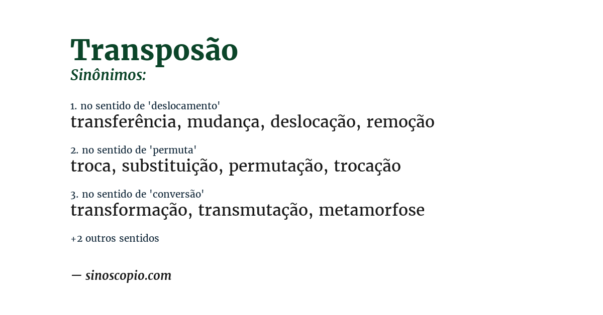 Sinônimo de transposão