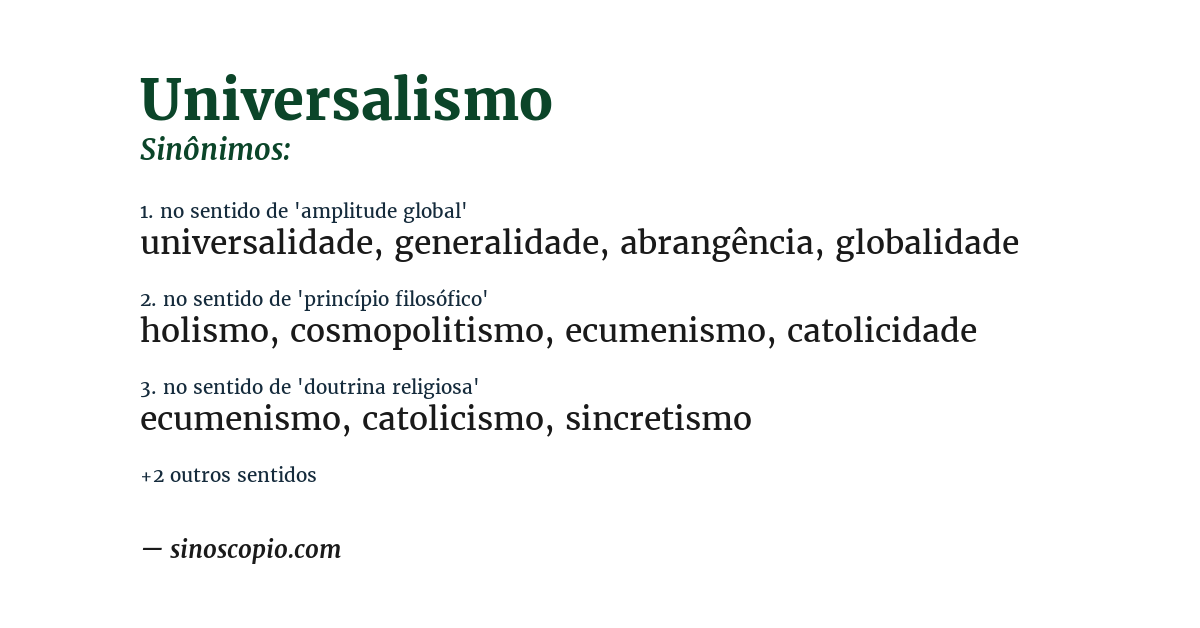 Sinônimo de universalismo