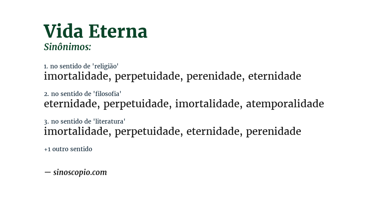 Sinônimo de vida eterna