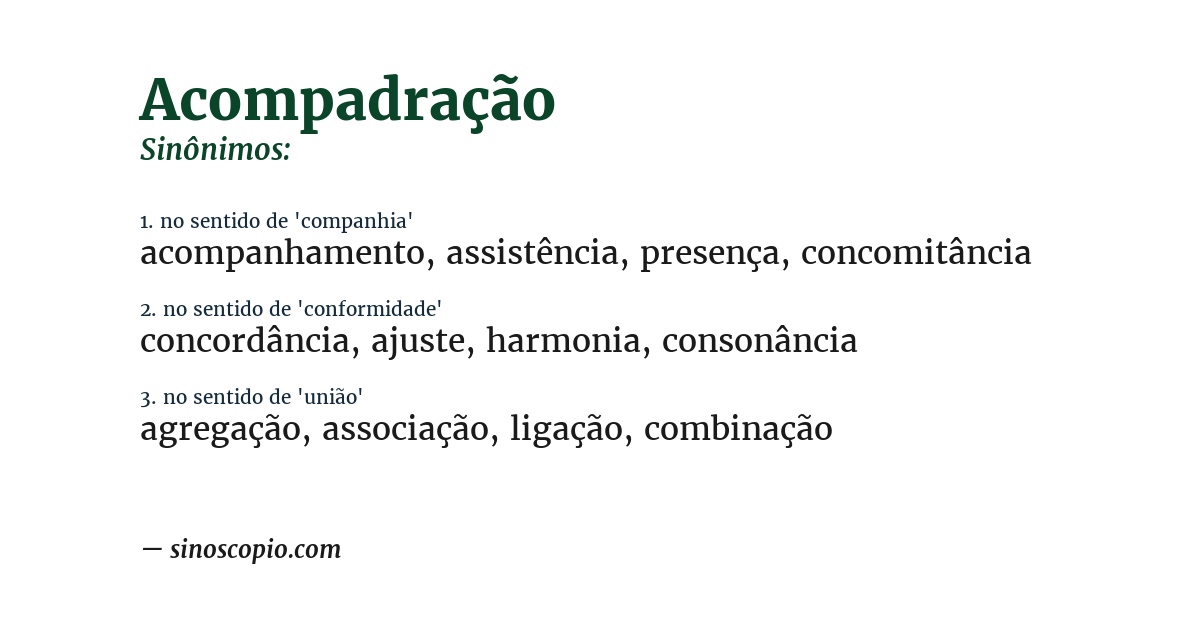 Sinônimo de acompadração