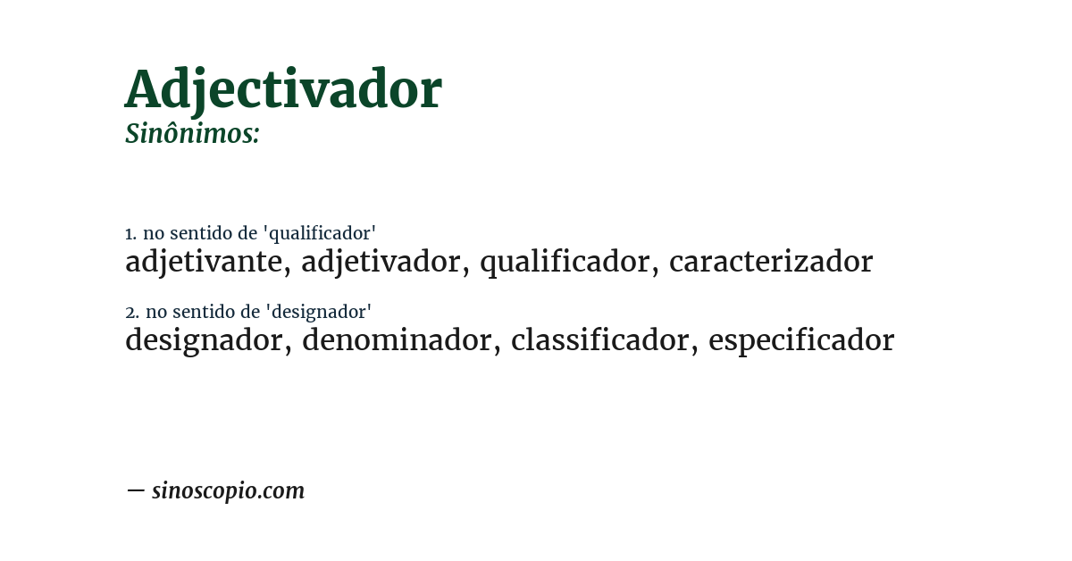 Sinônimo de adjectivador