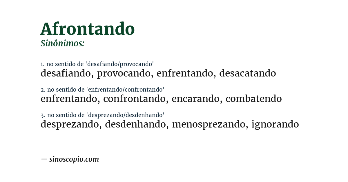 Sinônimo de afrontando