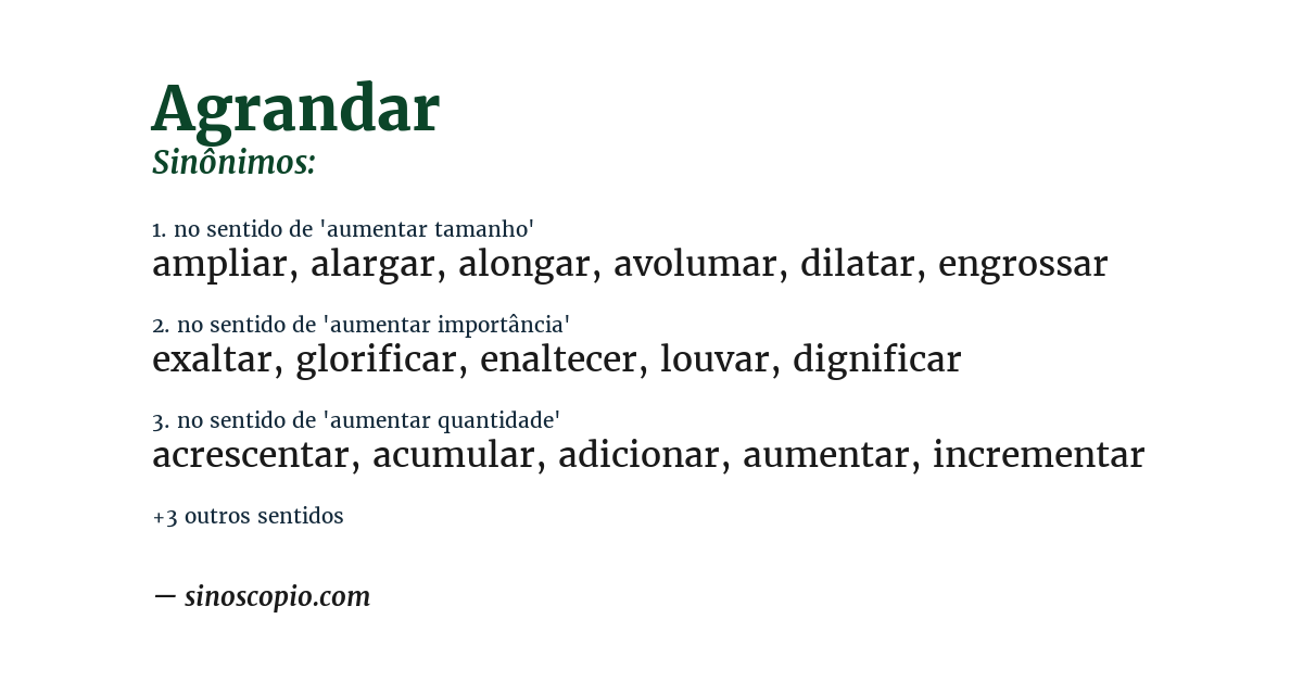 Sinônimo de agrandar