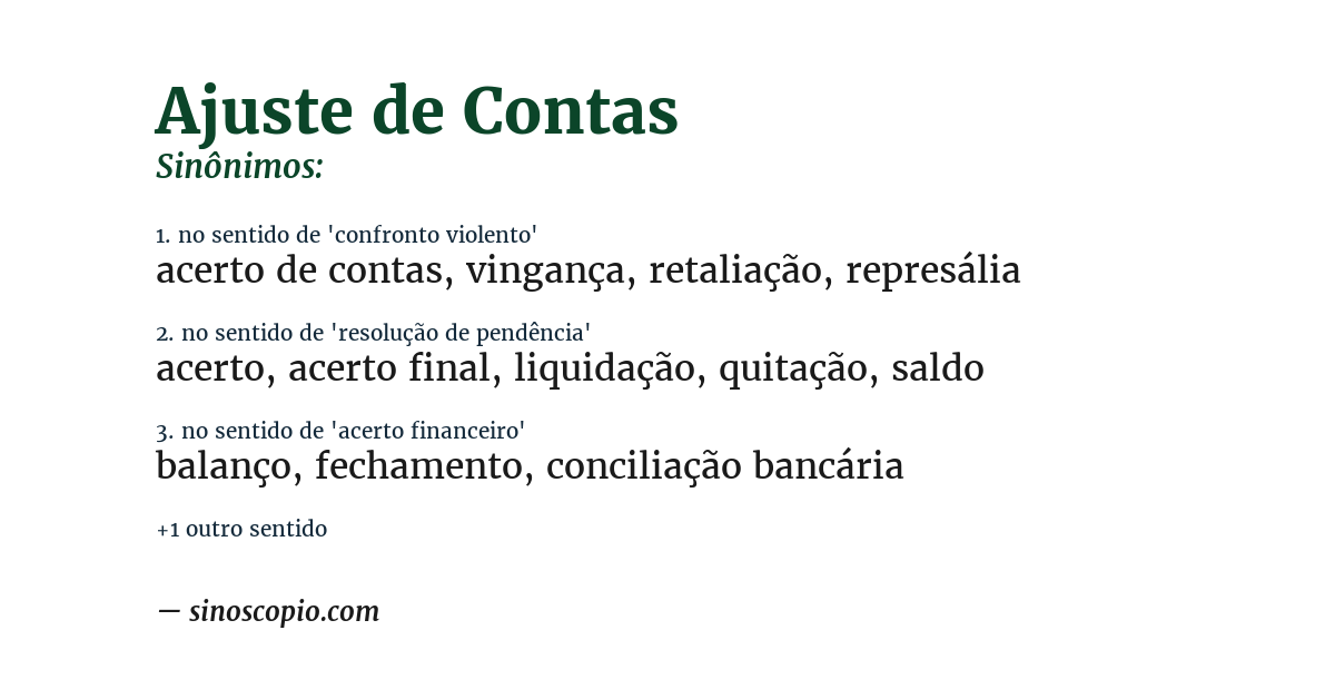 Sinônimo de ajuste de contas