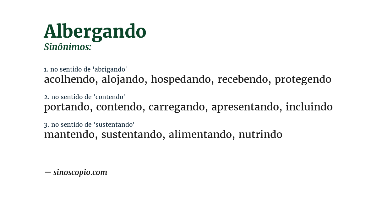 Sinônimo de albergando