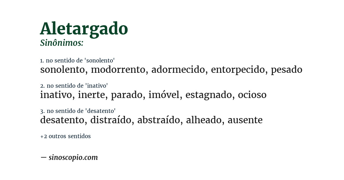 Sinônimo de aletargado