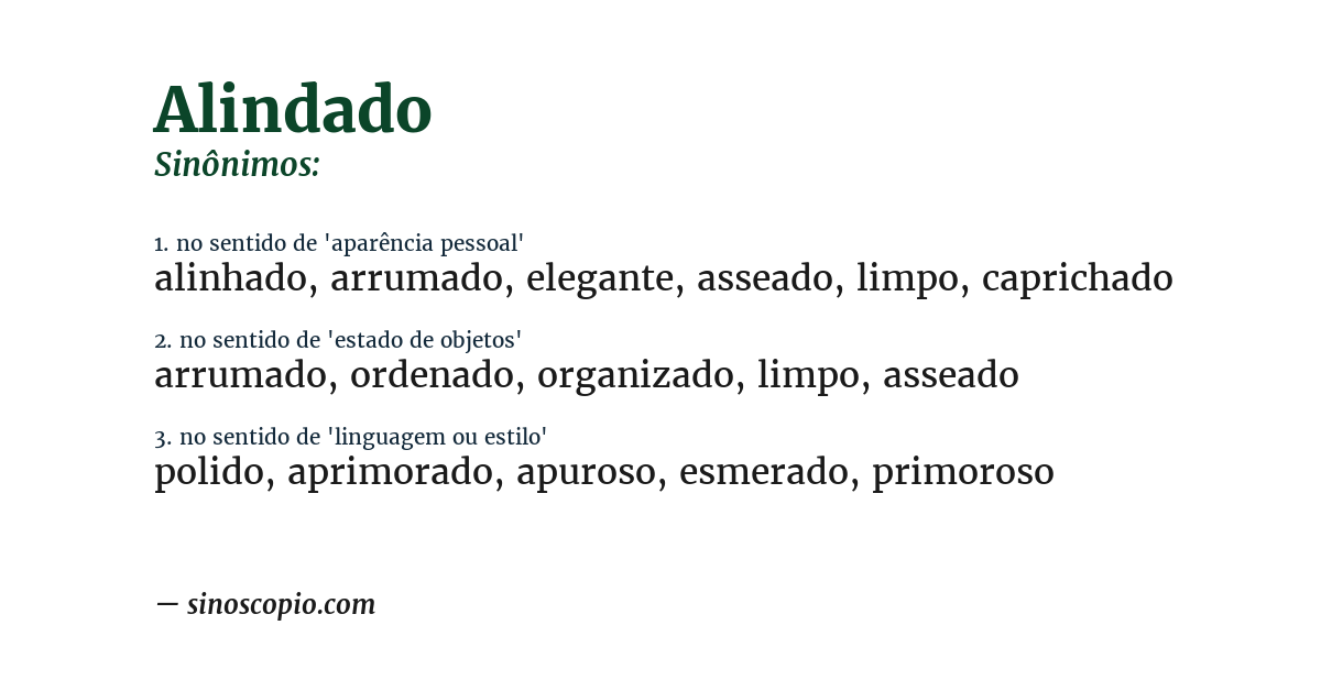 Sinônimo de alindado