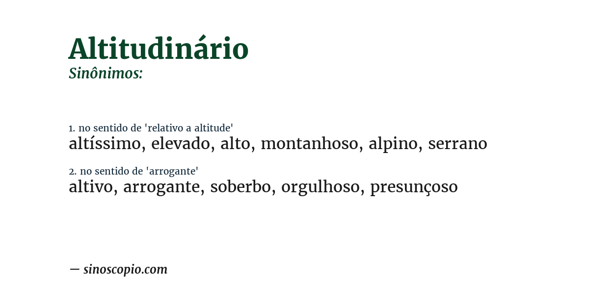Sinônimo de altitudinário