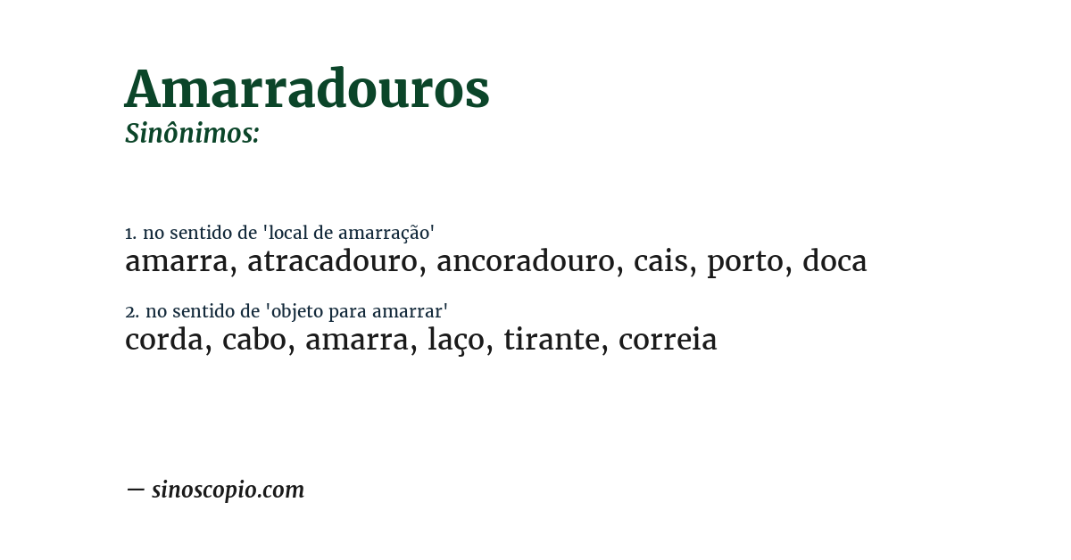 Sinônimo de amarradouros