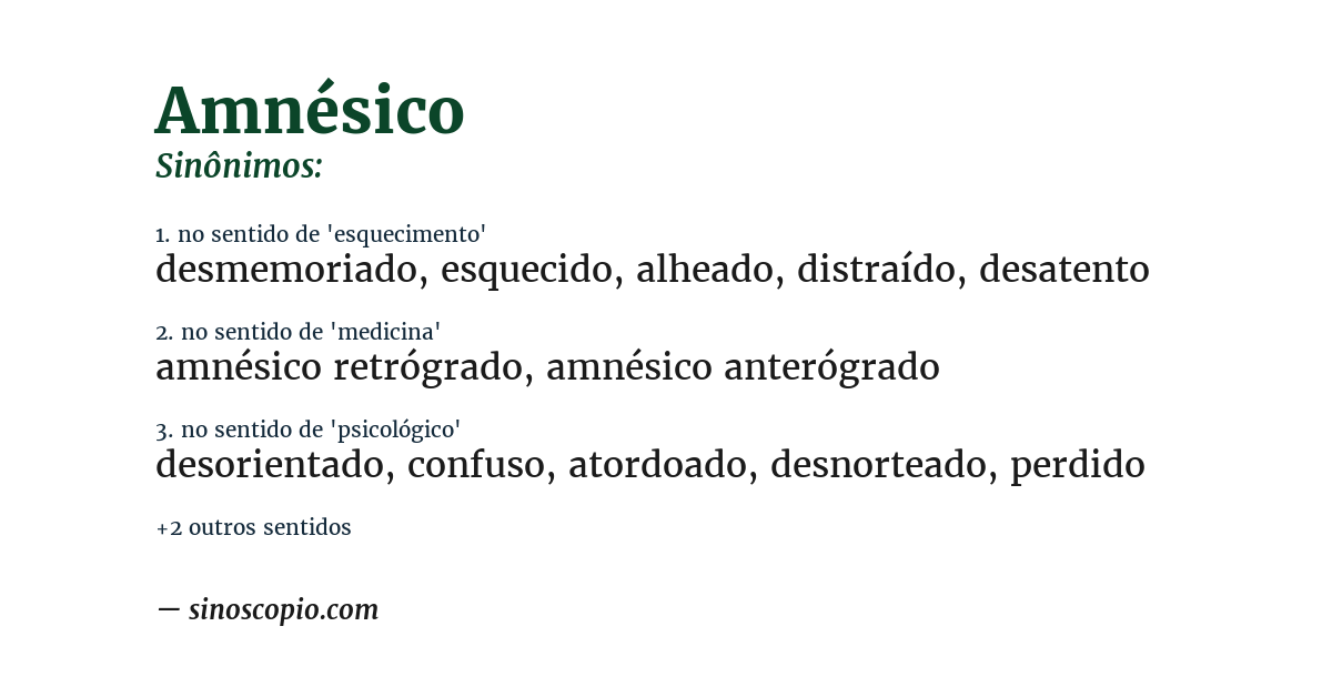 Sinônimo de amnésico