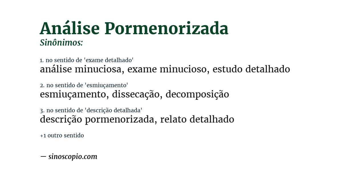 Sinônimo de análise pormenorizada