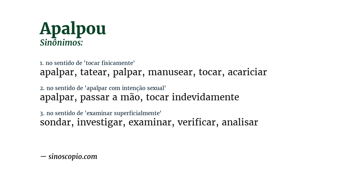 Sinônimo de apalpou