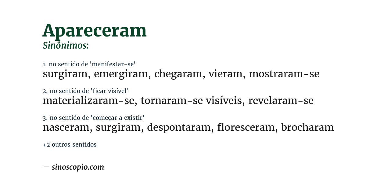 Sinônimo de apareceram