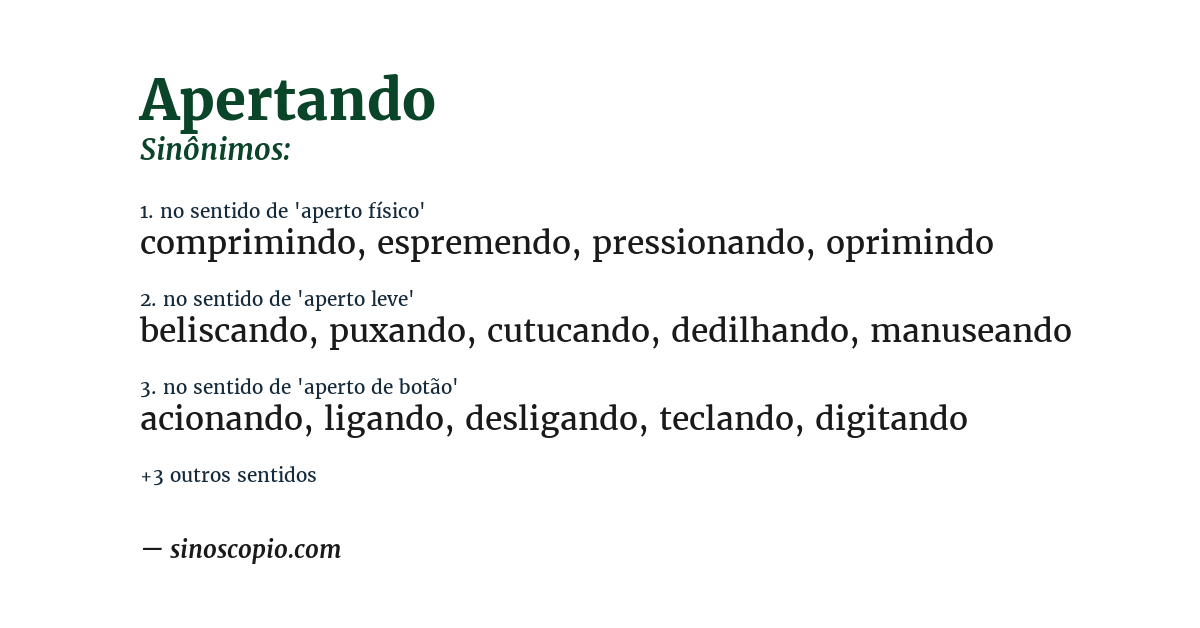 Sinônimo de apertando