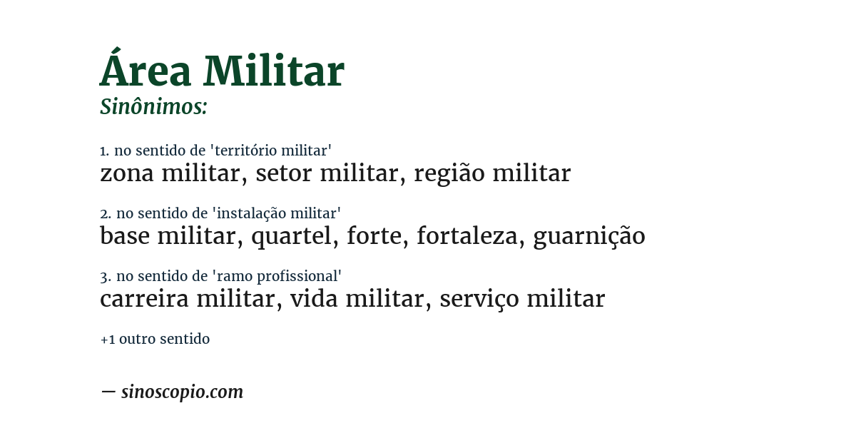 Sinônimo de área militar