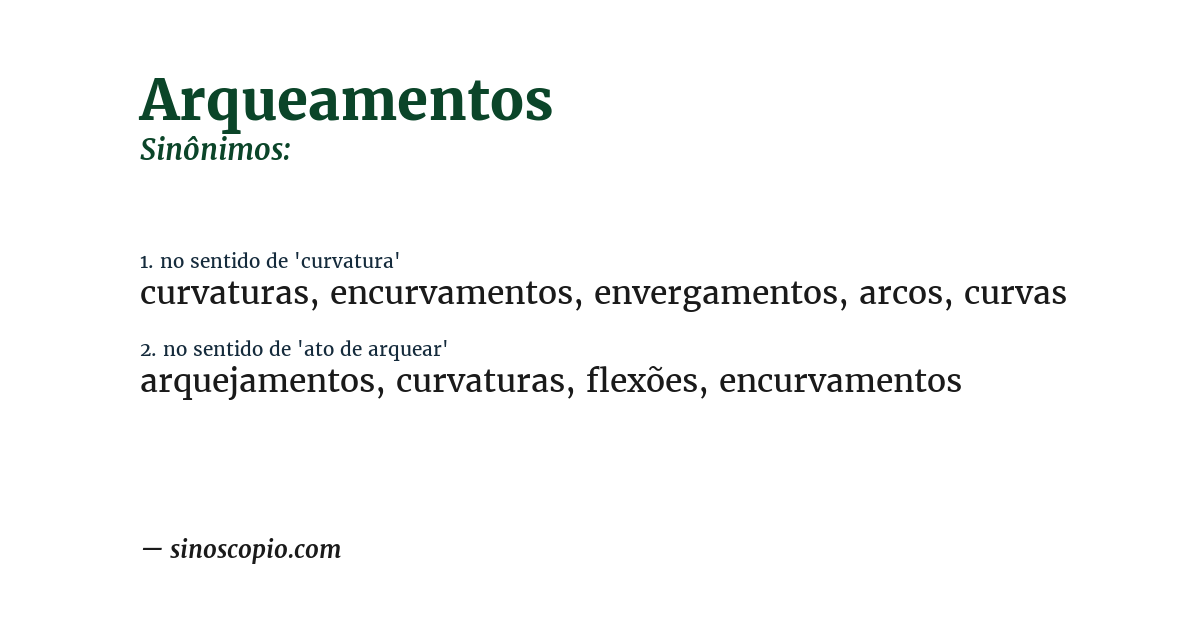 Sinônimo de arqueamentos