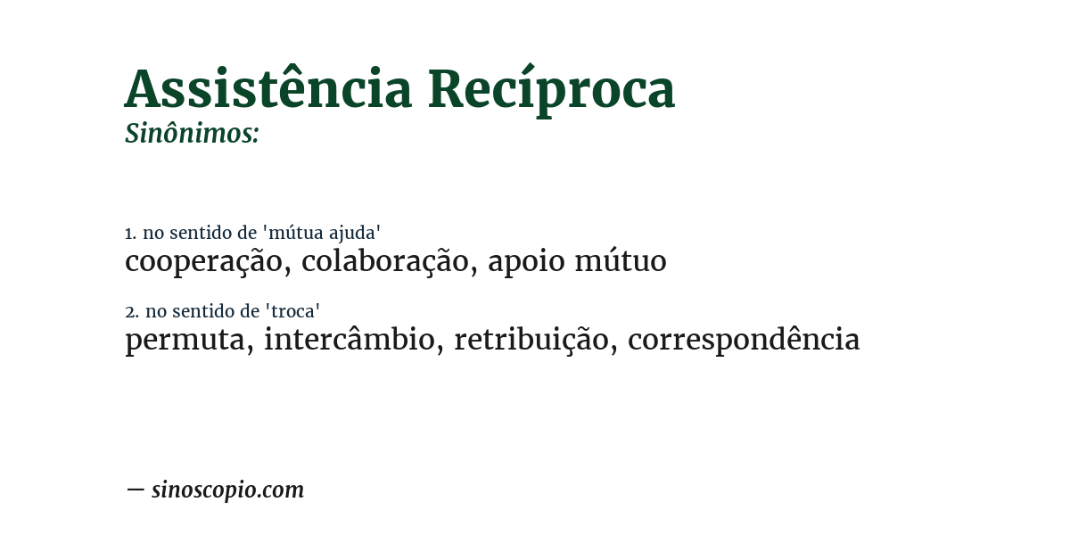 Sinônimo de assistência recíproca