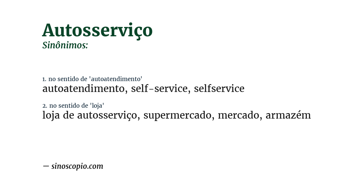 Sinônimo de autosserviço