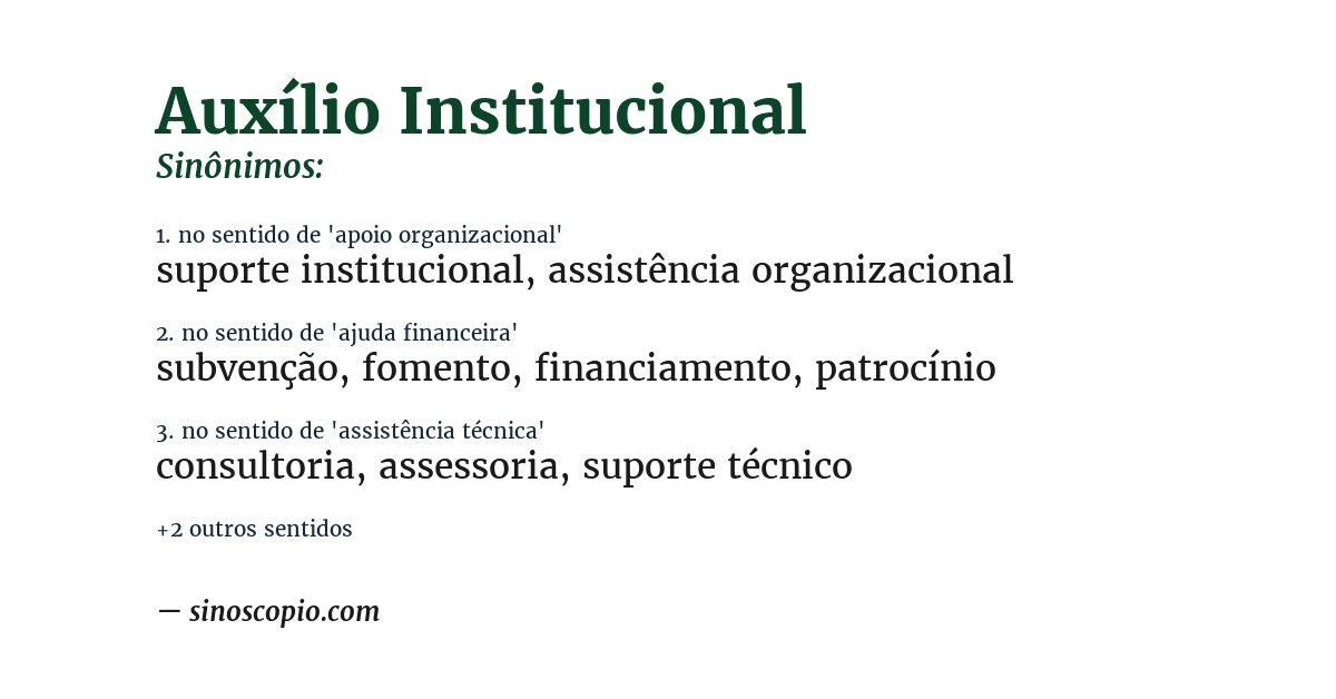 Sinônimo de auxílio institucional