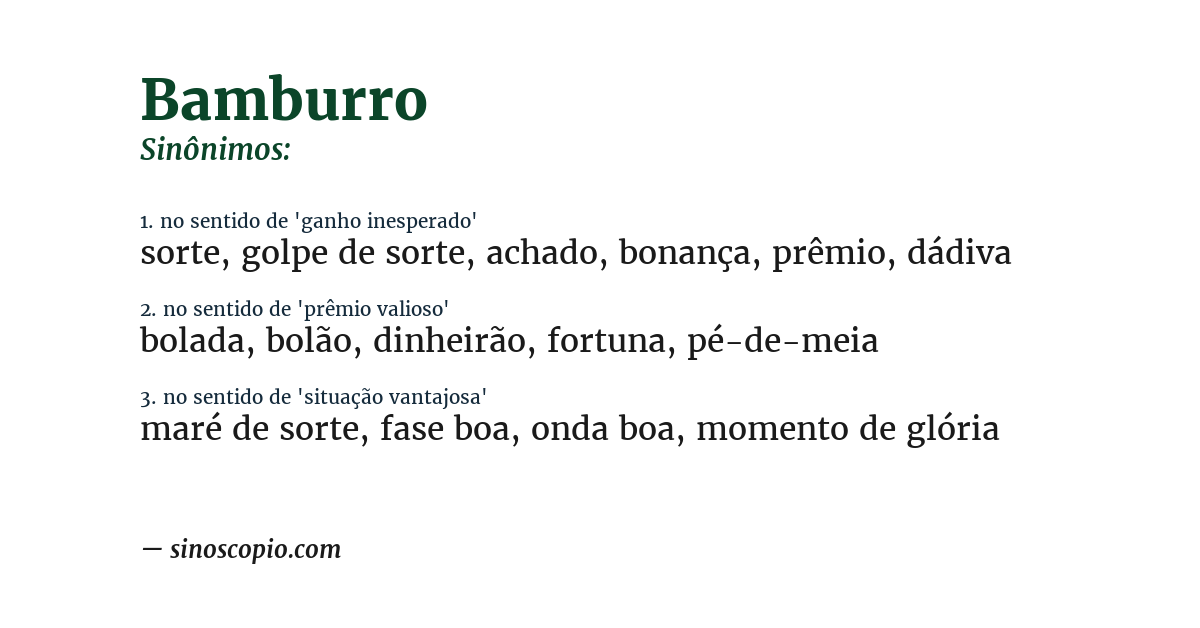 Sinônimo de bamburro