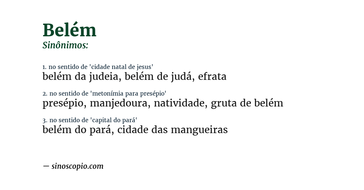 Sinônimo de belém