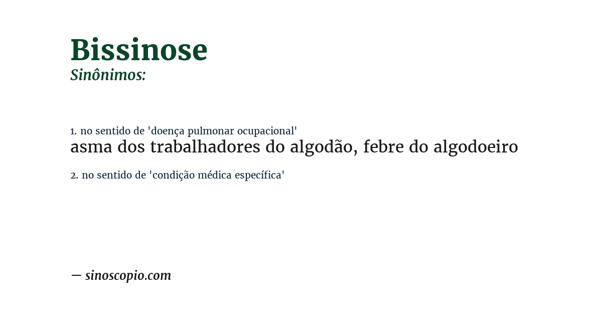 Sinônimo de bissinose