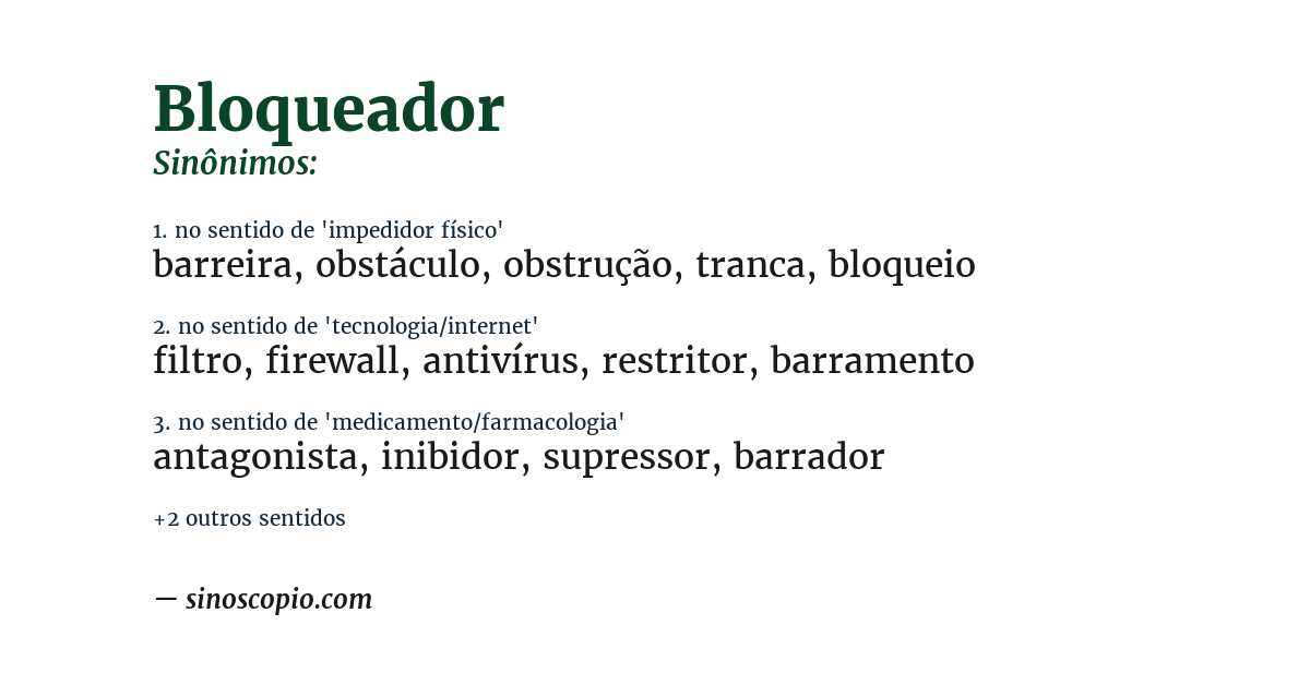 Sinônimo de bloqueador