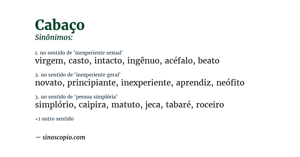 Sinônimo de cabaço