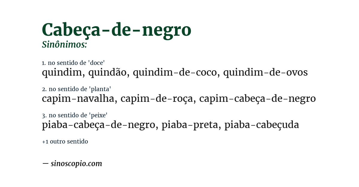 Sinônimo de cabeça-de-negro