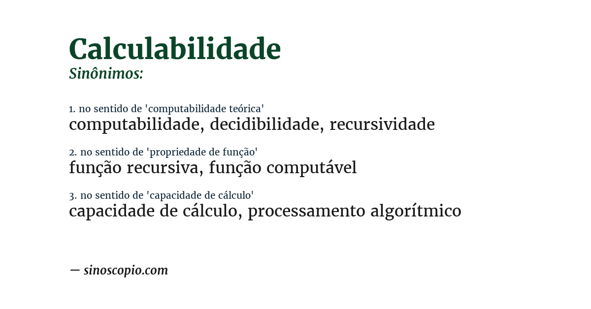 Sinônimo de calculabilidade