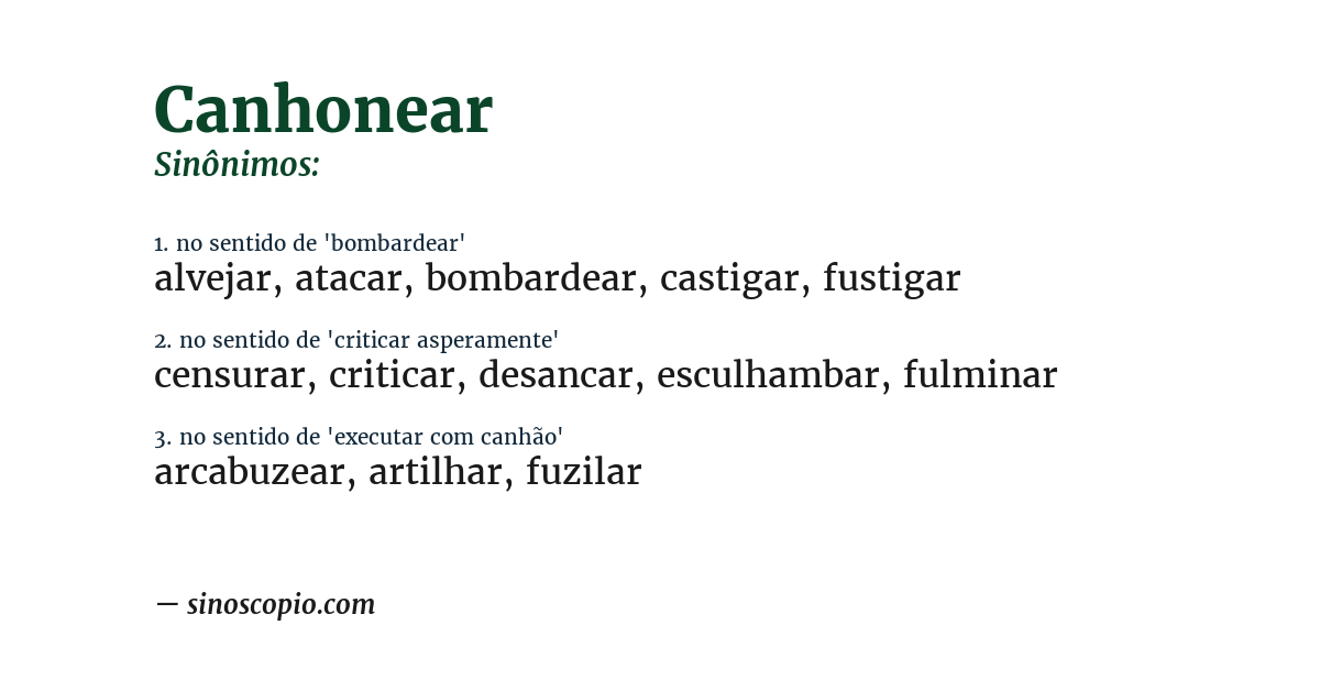 Sinônimo de canhonear