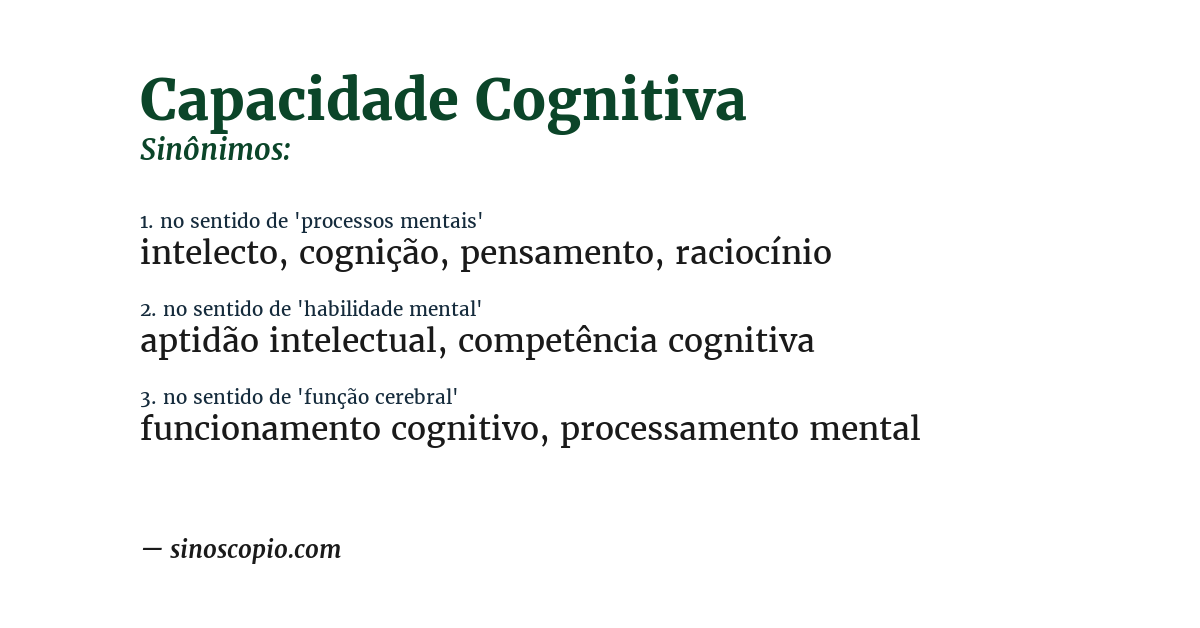 Sinônimo de capacidade cognitiva