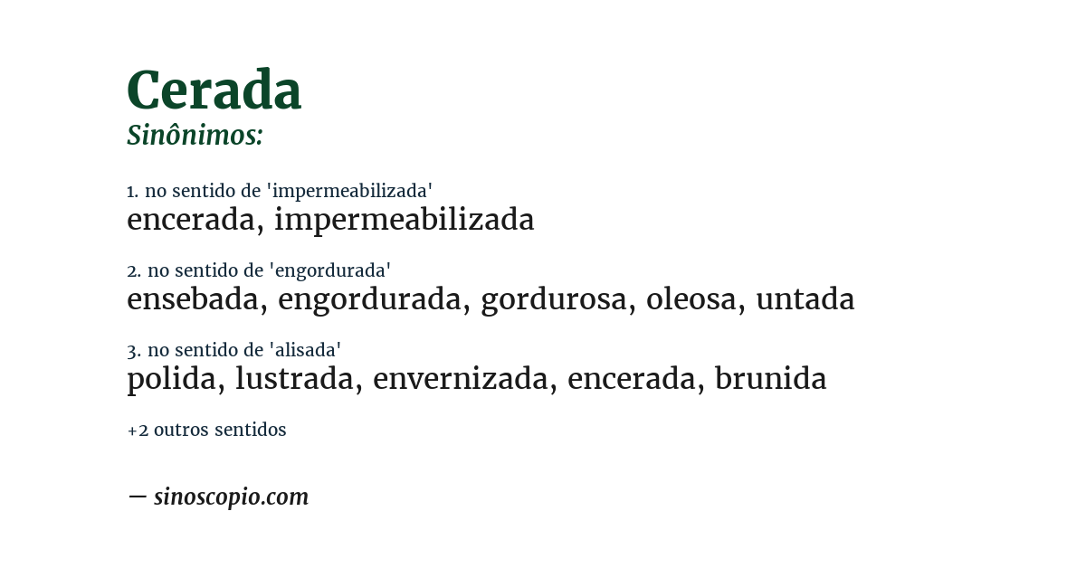 Sinônimo de cerada