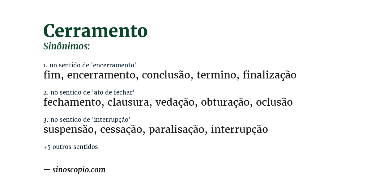 Sinônimo de cerramento