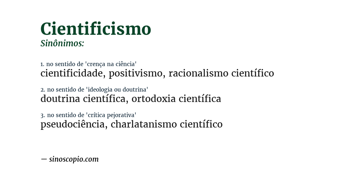 Sinônimo de cientificismo