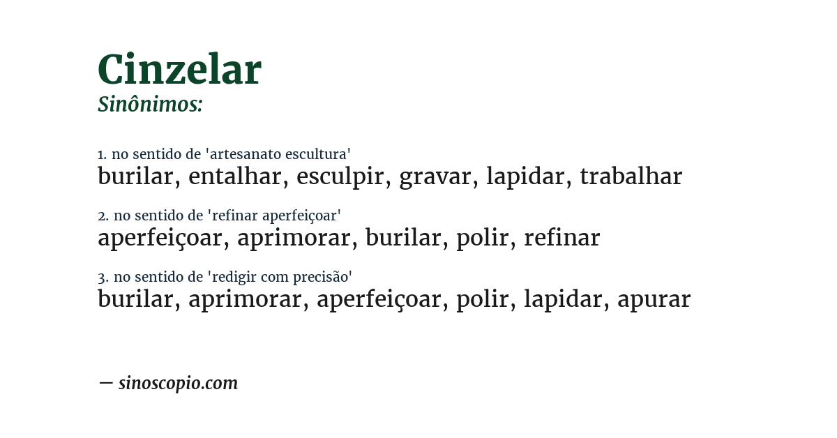 Sinônimo de cinzelar