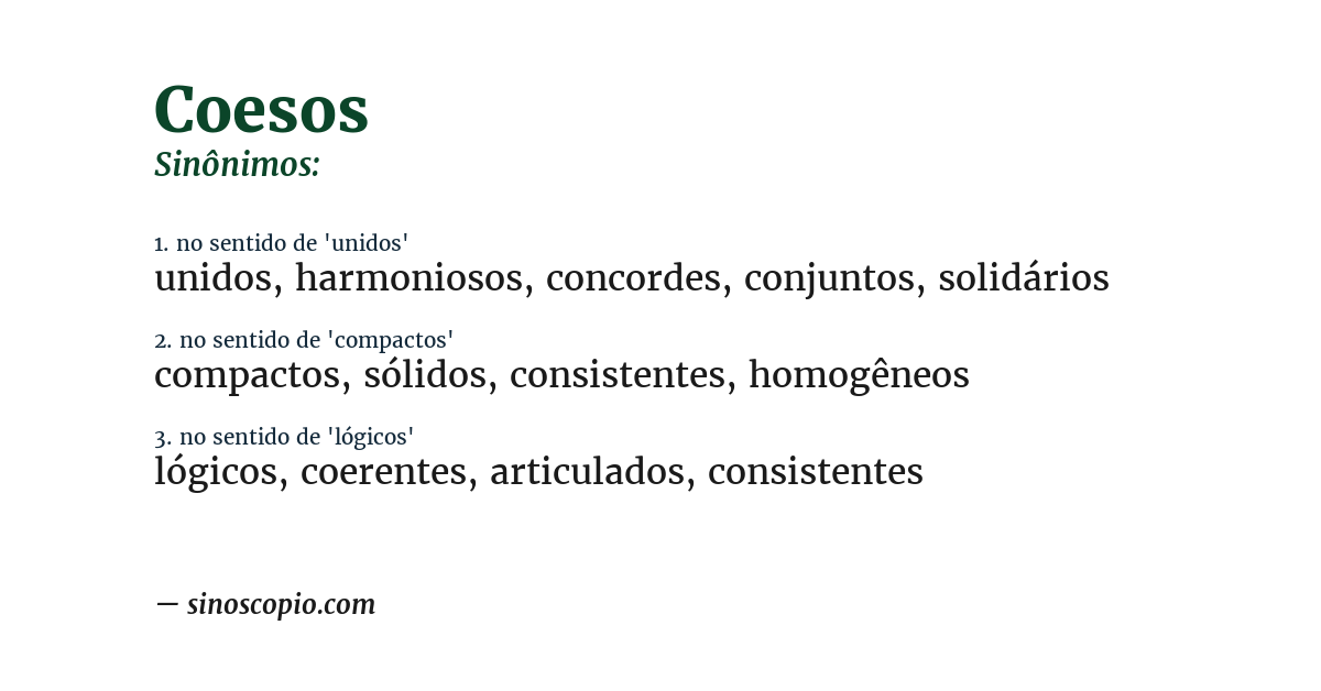 Sinônimo de coesos